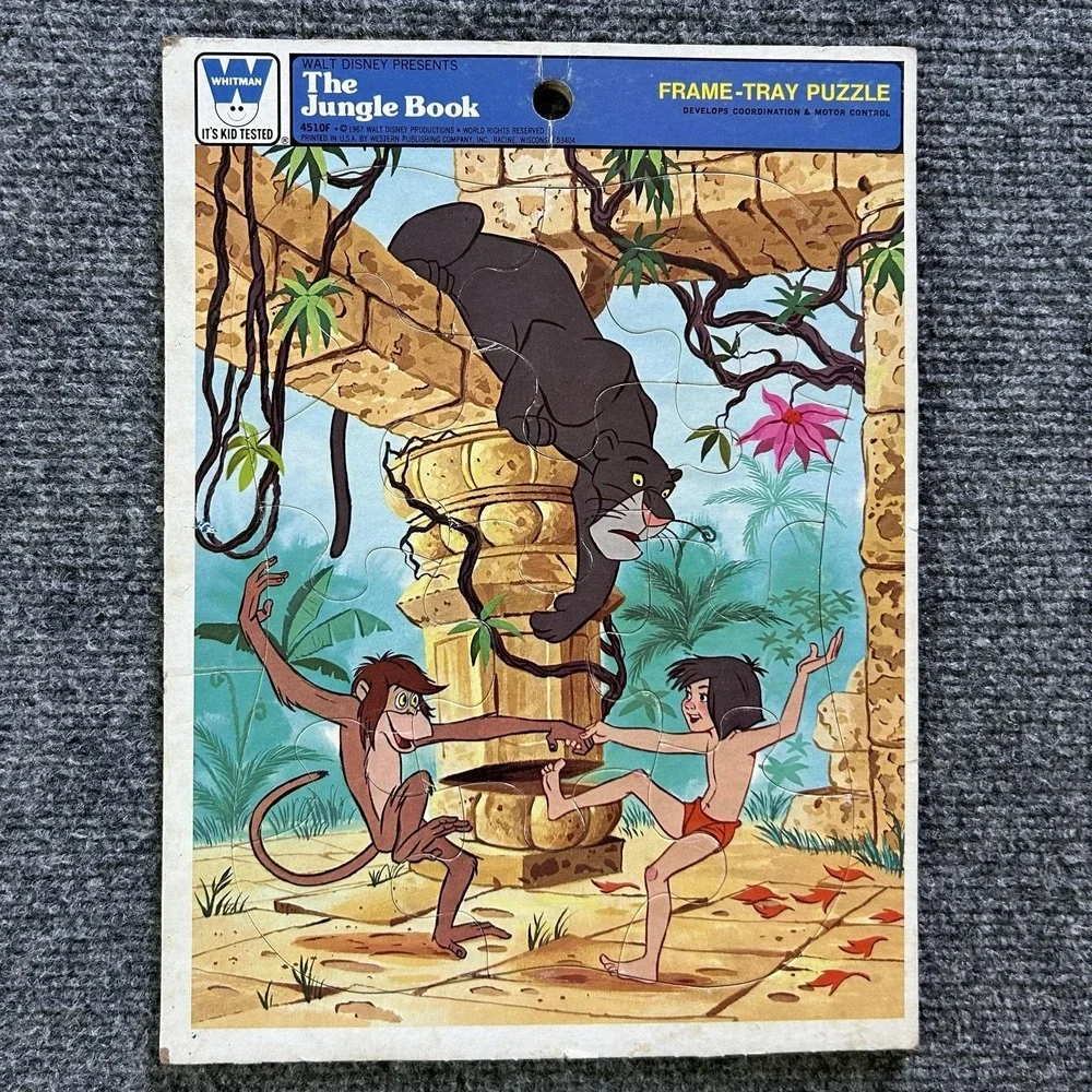 Vintage Disney Jungle Book DuckTales Frame Tray Puzzle Lot 2pc Western